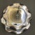 Silver Dorothy Thorpe Style Glass 2 Tiered Serving Tray With Textured Silver Bottoms and Ruffled Edge For Sale - Image 8 of 13