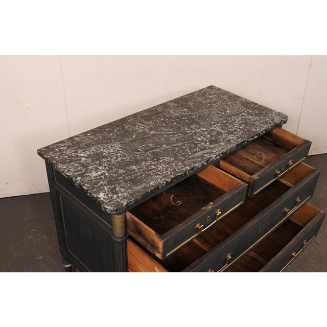 19th Century French Neoclassic Commode W/ Marble Top & Brass Pulls For Sale - Image 11 of 12