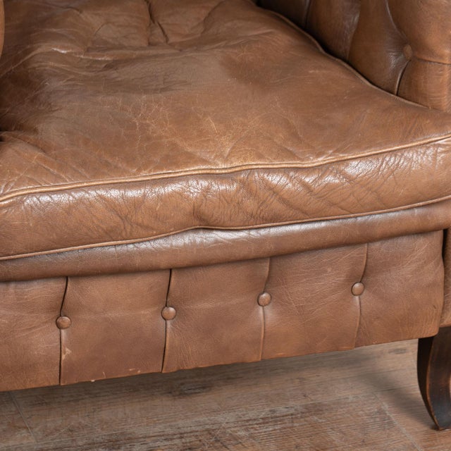 Pair of 20th Century Vintage Brown Leather Danish Club Chairs For Sale - Image 10 of 14