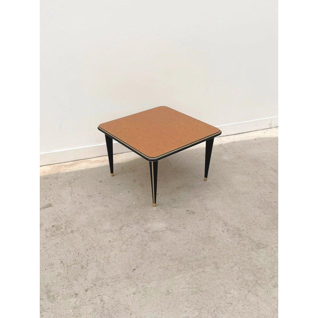 Coffee Table in Imitation Leather and Glass, 1960 For Sale - Image 3 of 6