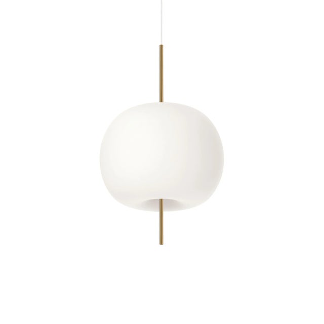 Metal Large 'Kushi' Opaline Glass and Copper Suspension Lamp for Kdln For Sale - Image 7 of 13