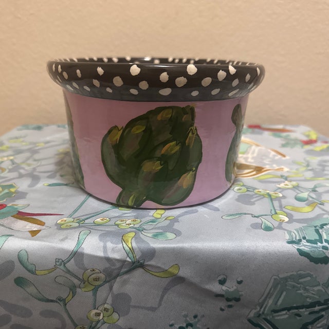 Vintage Droll Designs Hand-Painted Artichoke Ceramic Serving Bowl For Sale - Image 4 of 7