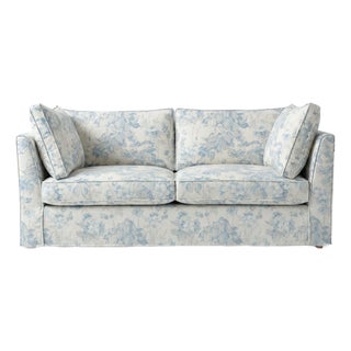 Sophie Conran Coco 2.5 Seater Sofa - Andrew Martin Midsummer Faded Blue with Knife Edge Cushion For Sale