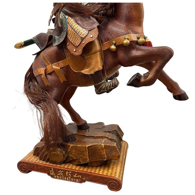 Chinese Vintage Handcrafted Bamboo-Woven Statue of Yue Fei, Famous Chinese Warrior For Sale - Image 3 of 18