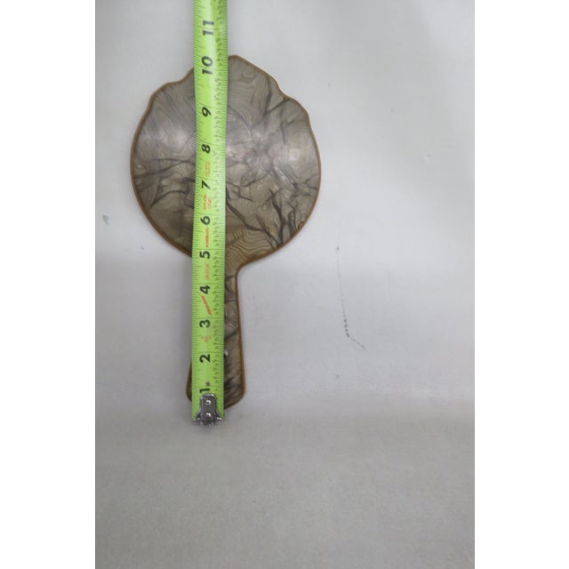 Glass Art Deco Bakelite Green Marbleized Hand Held Vanity Mirror For Sale - Image 7 of 12