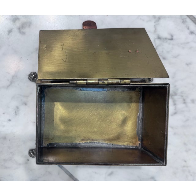 Mid 20th Century Brass Trinket Box With Buckle and Lion Crest Design For Sale - Image 11 of 11