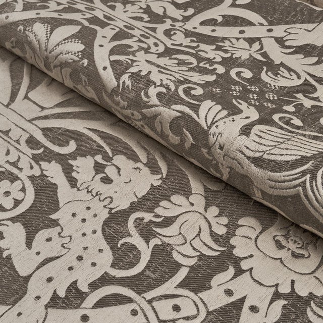 Schumacher Sample - Schumacher Dougal Damask Fabric In Smoke For Sale - Image 4 of 6