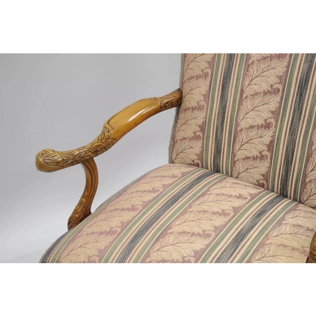 Mid 20th Century Vintage Georgian Style Carved Mahogany Figural Faces Paw Foot Lounge Arm Chair For Sale - Image 9 of 11