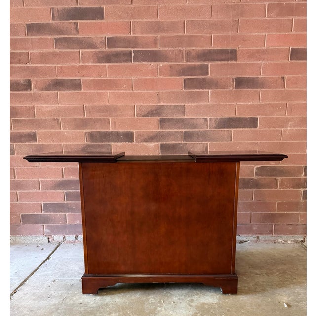 Drexel Heritage Vintage Drexel Heritage Mahogany Slide Top Rolling Dry Bar Buffet Server Credenza For Sale - Image 4 of 9