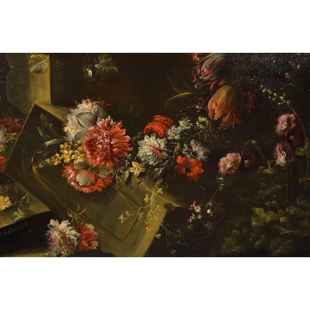 Pieter Casteels III, Floral Still Life, 1700, Oil on Canvas, Framed For Sale - Image 7 of 18