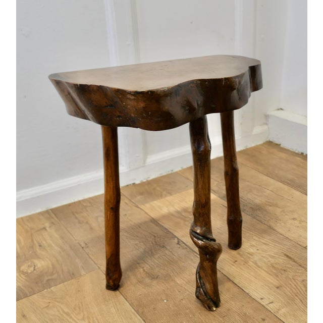 Rustic Slice of Live Edge Elm Stool For Sale - Image 4 of 7