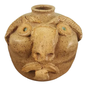 Edgefield District Style Stoneware Face Vessel
