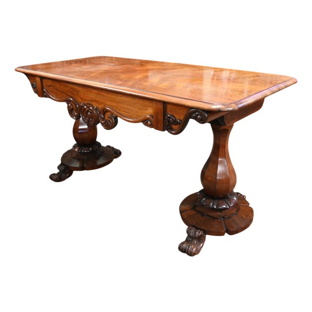 Regency Walnut Sofa Table with Tulip Legs, 1820 For Sale