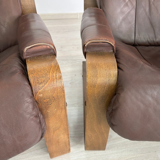 Leather Armchairs Attr. To Arnt Lande for Westnofa - A Pair For Sale - Image 15 of 18