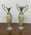 Pair of Vintage Green Onyx Urn Vases With Silver-Toned Handles, Mid-Century Neoclassical For Sale - Image 4 of 6