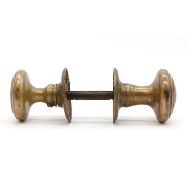 Mid 20th Century Vintage 2 In. Concentric Brass Passage Door Knob Set For Sale - Image 5 of 9
