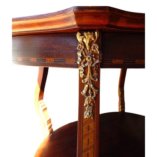 French Louis XV Style Mahogany Two-Tier Center Table, Early Century For Sale - Image 3 of 11