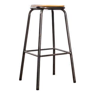 Vintage Industrial French Stacking High Stool in Steel from Mullca, 1950s For Sale