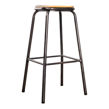 Vintage Industrial French Stacking High Stool in Steel from Mullca, 1950s For Sale