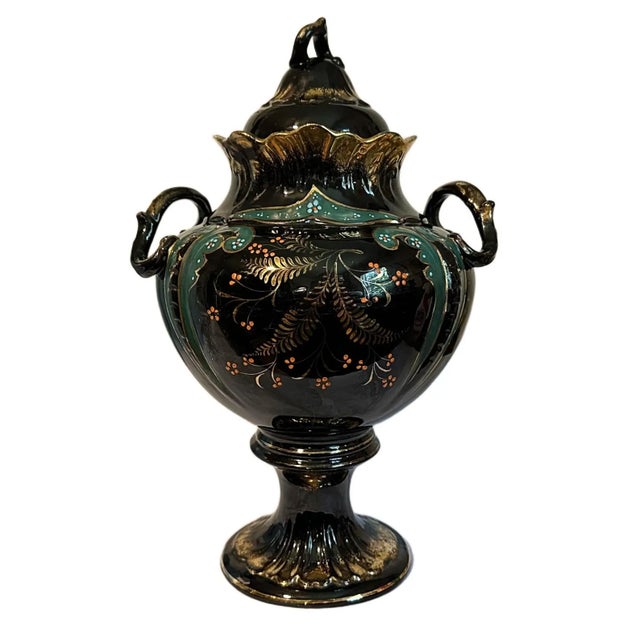 Victorian Antique 1880s Victorian Jackfield Pottery Gilt Samovar - English Tea Urn - England For Sale - Image 3 of 8