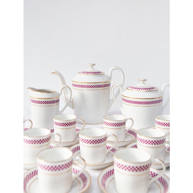Pink Antique Coffee Set from Limoges, 1890s, Set of 27 For Sale - Image 8 of 12