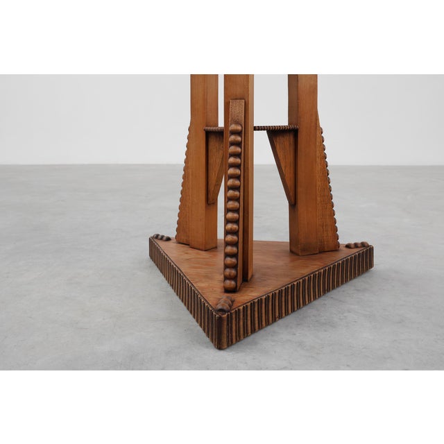 Brown Art Nouveau Triangular Side Table in Carved Wood, 1890s For Sale - Image 8 of 13