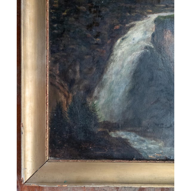 Brown Early 20th Century Continental European Landscape Painting of Gollinger Waterfall Austria For Sale - Image 8 of 16