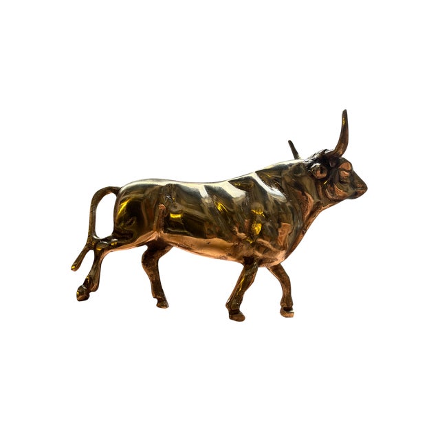 Stock Market Bull Figurine in Brass For Sale - Image 11 of 11