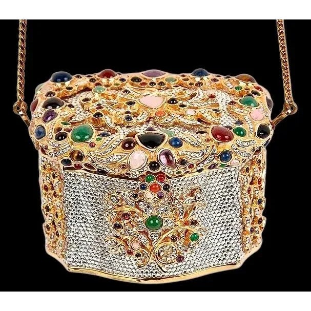 80s Judith Leiber Snuff Box Gemme Russe Cristallo Gemstones Crystal Minaudière Evening Bag Vintage For Sale - Image 15 of 15