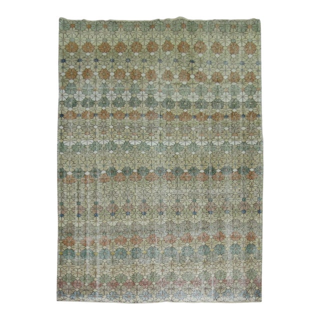 1960s Worn Turkish Deco Rug - 3'6" x 10'4" For Sale
