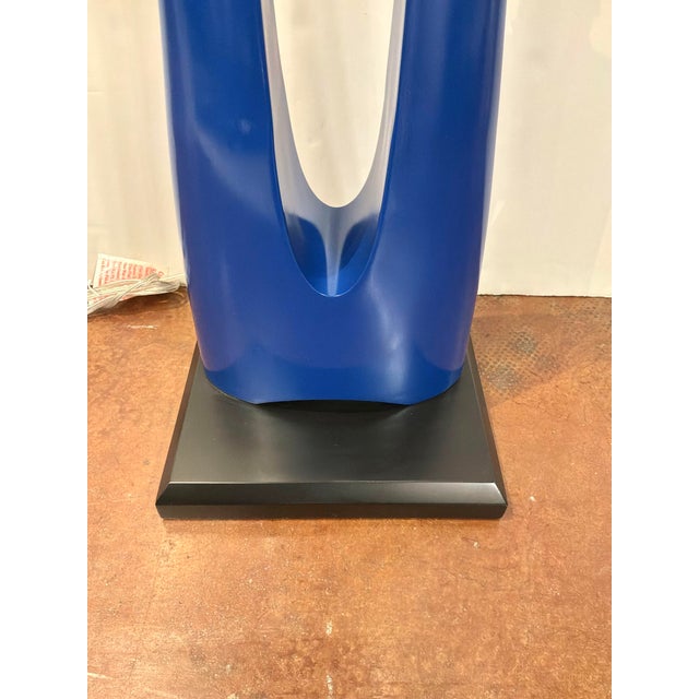 Currey & Company Currey & Co Modern Sculptural Blue Lamp For Sale - Image 4 of 4