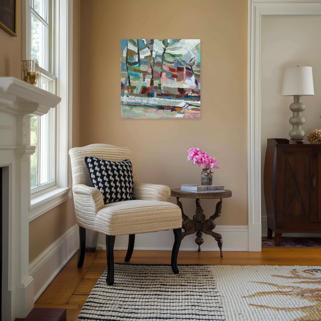 White That House - Abstract Color Drenched Landscape Textural Impasto Oil Painting Original Artwork by Dana Cowie For Sale - Image 8 of 9