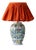 Antique Polychrome Table Lamp with Silk Lampshade, 1890s For Sale