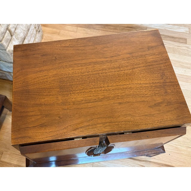 Attributed/Styled After: Helen Hobey Baker Mid-Century Modern Set of 2: Highboy Dresser & Nightstand - One Owner For Sale - Image 12 of 14