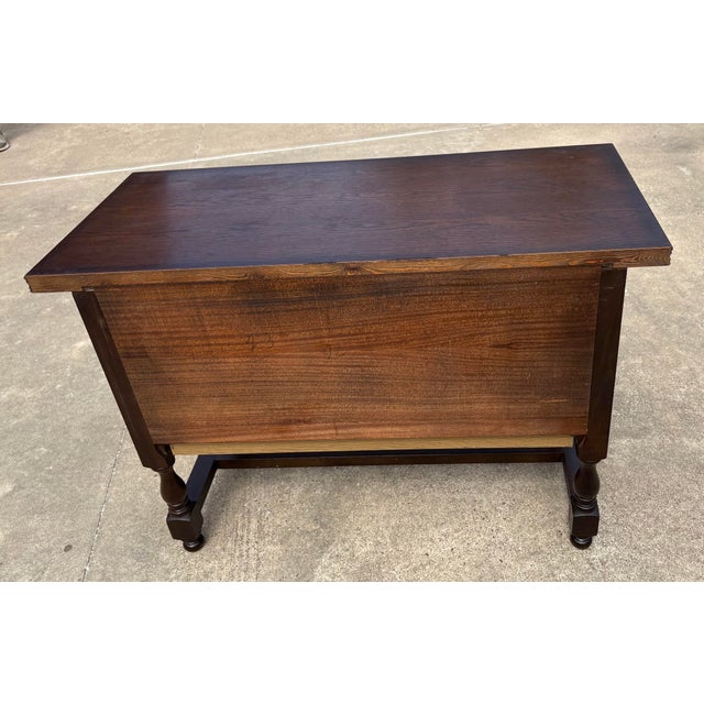 Brown Vintage English Console Table With Three Drawers For Sale - Image 8 of 9
