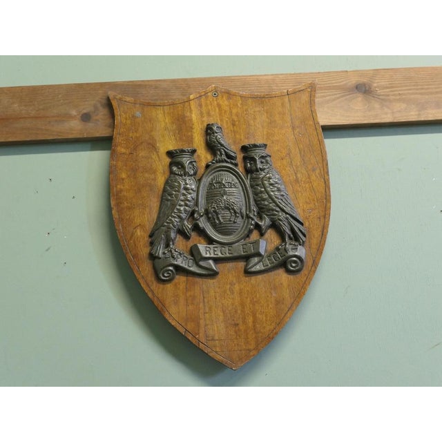 Wall Plaque with Bronze Coat of Arms of the City of Leeds For Sale - Image 4 of 8