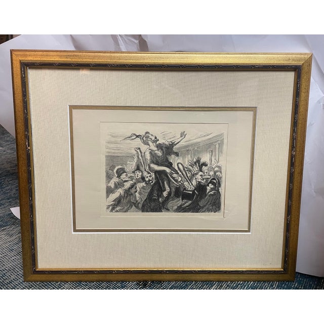 Illustration Etienne After Honoré Daumier "La Mi-Careme - Au Bal De L'Opera," 1868, Engraving, Framed For Sale - Image 3 of 8