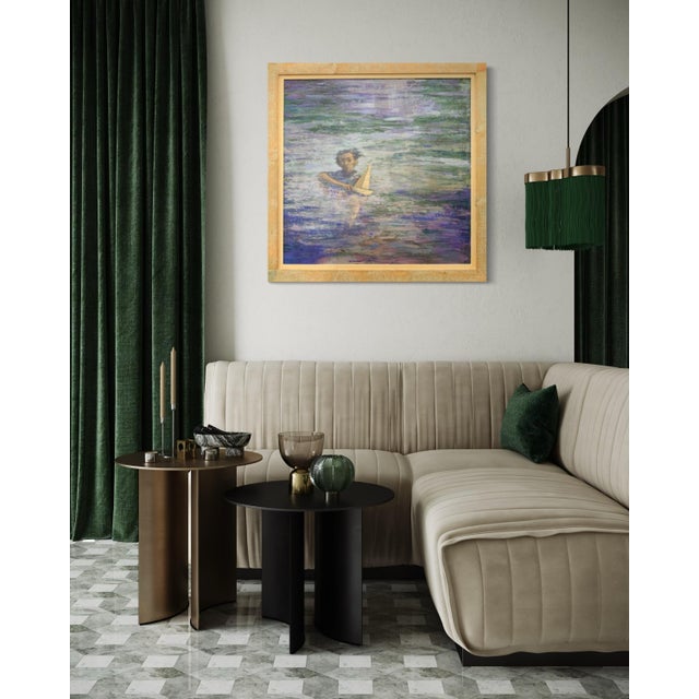 Wood Giampaolo Talani "The Man With the Beretta" Oil on Board, Large Figurative Seascape, Tuscan Coastal Art, Italian Master Contemporary Art, 2000 For Sale - Image 7 of 10
