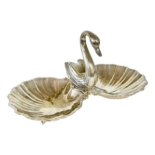Vintage Silver Plate Swan Form Serving Dish For Sale