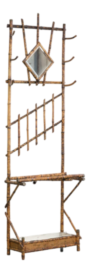 French Standing Coat Rack in Faux Bamboo