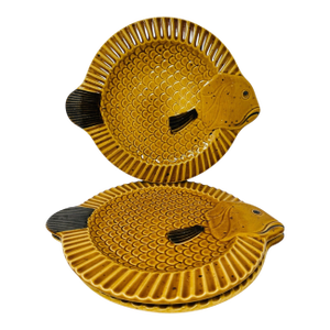 Set of 3 Vintage Villeroy & Boch Gallo "Neptuno" Fish Plates, 1970s West Germany Earthenware, Mid-Century Modern Ceramic Serving Dishes