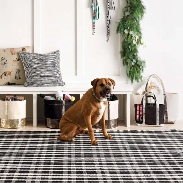 Contemporary Dash & Albert by Annie Selke Tattersall Black Indoor/Outdoor Rug, 2'6" x 8' For Sale - Image 3 of 6