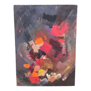 Mid 20th Century Pat Berger Abstract Expressionist Acrylic Painting on Artist Board