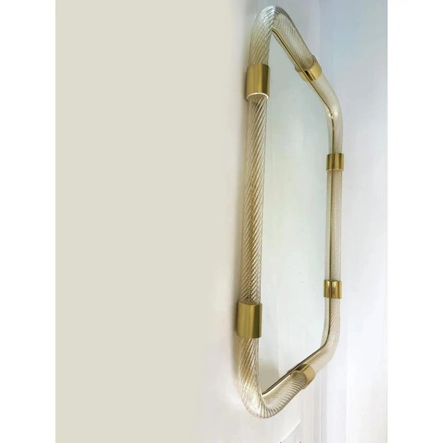 Early 21st Century Scenographic Italian Torciglione-Torchon Murano Glass Wall Mirror by Simoeng for Simoeng For Sale - Image 5 of 8