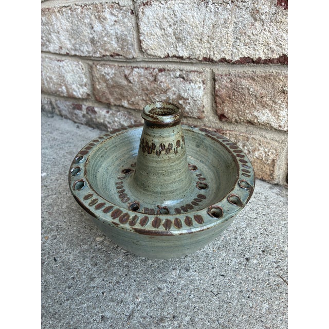 Vintage blue green French ceramic candle holder. Although it is technically a candle holder, this vintage ceramic piece...