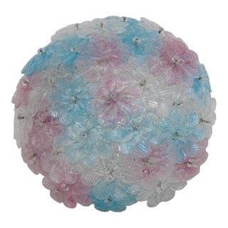 1970s Murano Multicolor Ceiling Light Flower by Seguso for Venini For Sale