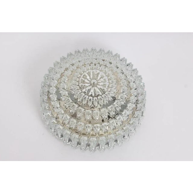 1970s Large German Round Textured Glass Flushmount from Limburg, 1970s For Sale - Image 5 of 9
