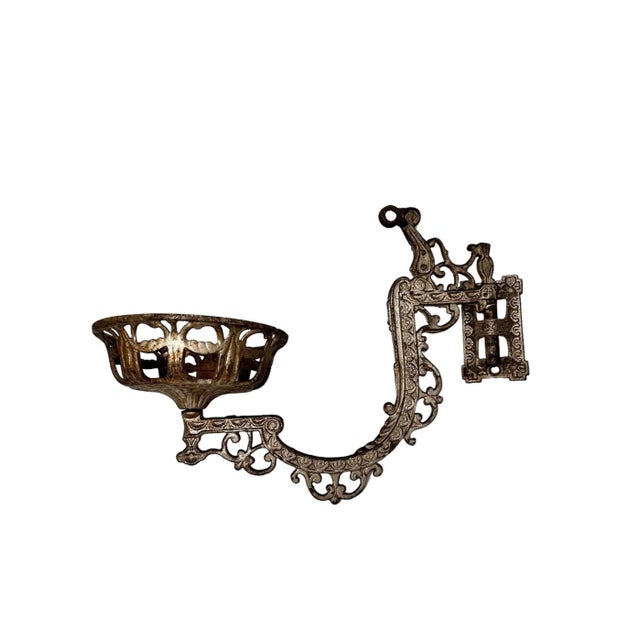 Antique Cast Iron Wall Candle Sconce With Bracket For Sale - Image 6 of 6