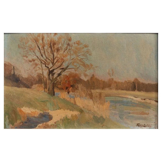 Félix Labbé, Banks of the River, 20th Century, Oil on Panel, Framed For Sale