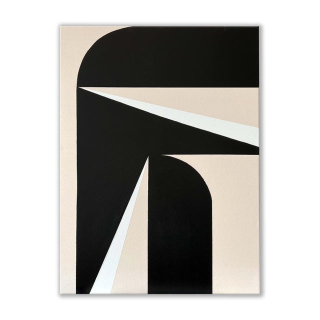 "Abstract Black & White Graphic No. 3" - 18" X 24" Mid Century Modern Painting For Sale In Dallas - Image 6 of 6